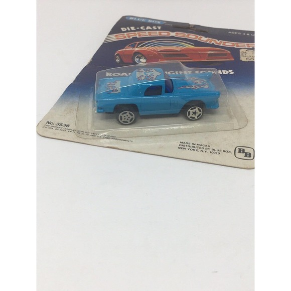 NIP Vintage Blue Box Speed Sounder Die Cast Blue Flame Car #3536 Macau NEW 1974 - Picture 10 of 12